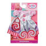 Baby born poppenoutfit kleurrijk snoepjurk 43cm poppenkleding.