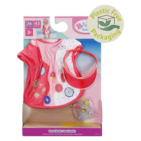Baby born poppen strandoutfit multicolor met zonnebescherming.