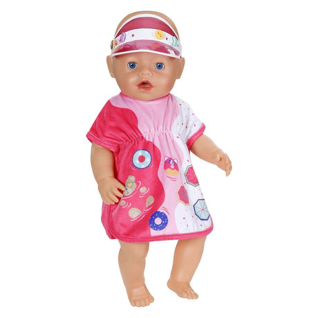 Baby born poppen strandoutfit multicolor met zonnebescherming.