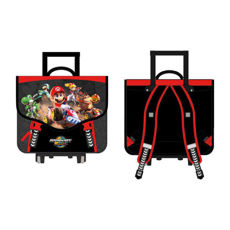 Super mario schooltas trolley met 2 compartimenten en voorvak