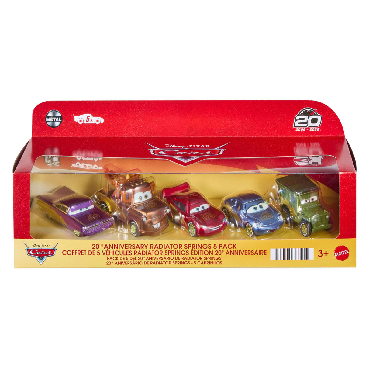 Mattel disney en pixar cars race om de 20ste verjaardag van radiator springs te vieren - set van 5