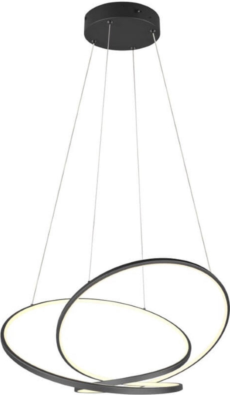 Trio darvin - hanglamp - zwart mat - incl. 1x smd 52 w - dimbaar met schakelaar - plafondbevestiging - niet geschikt voor externe dimmer - in hoogte verstelbaar - dip - schakelaar