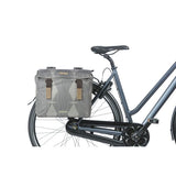 Basil Elegance dubbele fietstas, chateau taupe, gerecycled PET, Universal Bridge, 40-49L