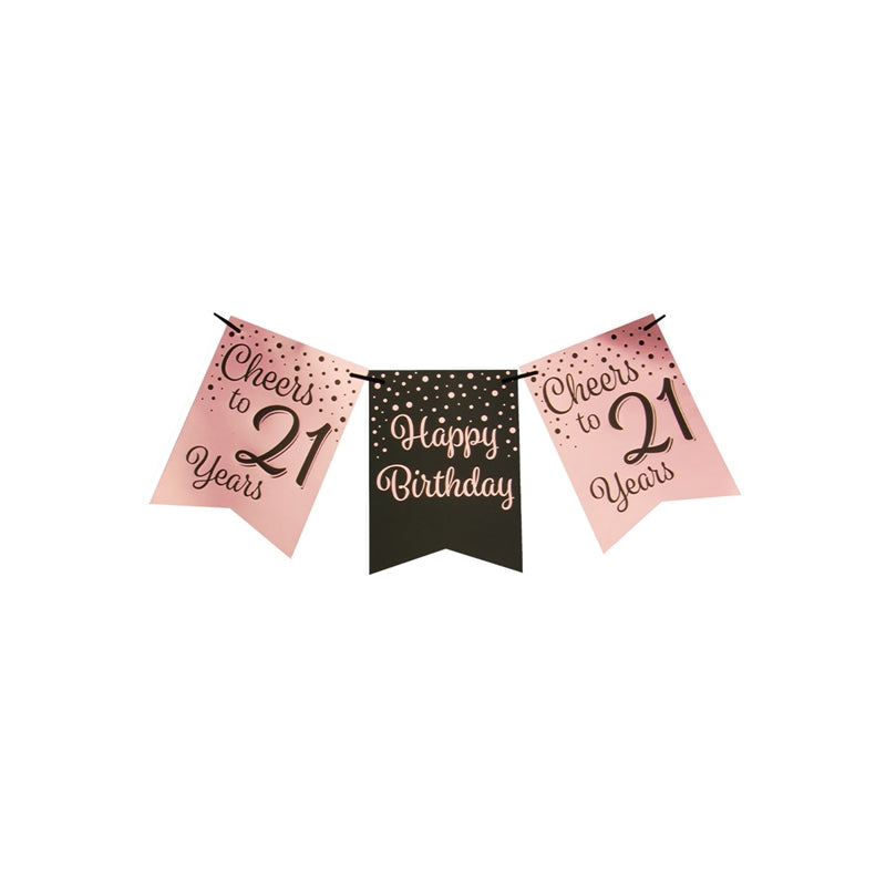 Paperdreams vlaggetjesslinger roze zwart - 21