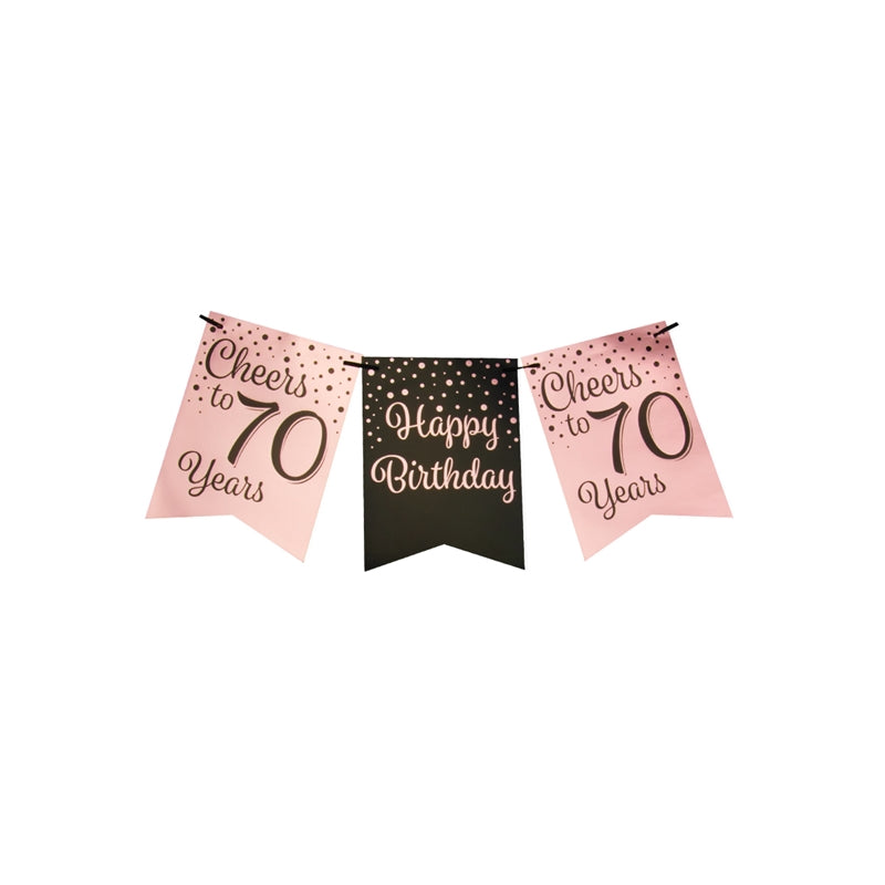 Paperdreams vlaggetjesslinger roze zwart - 70