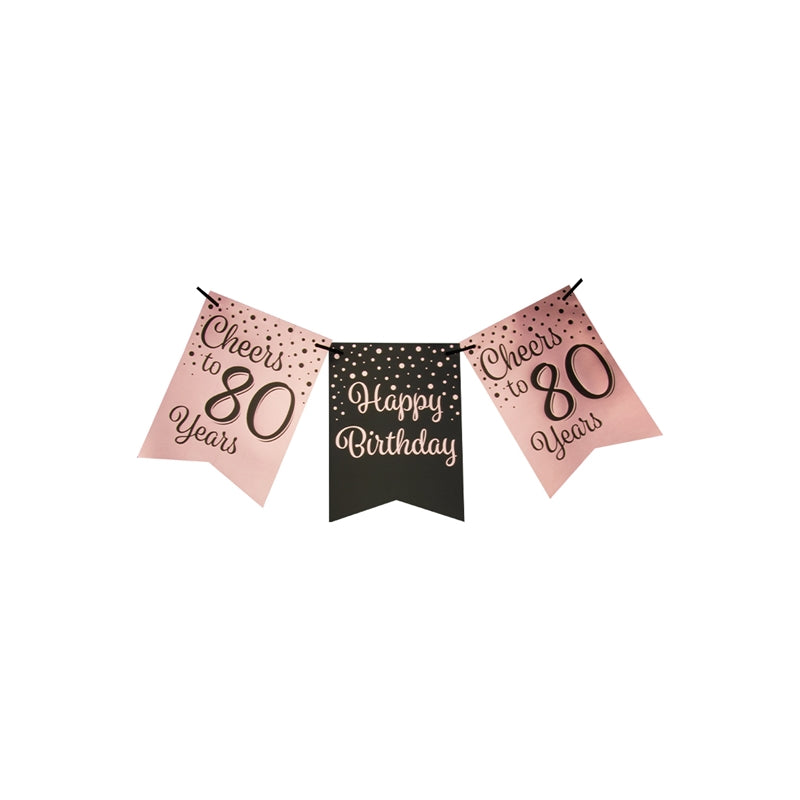 Paperdreams vlaggetjesslinger roze zwart - 80