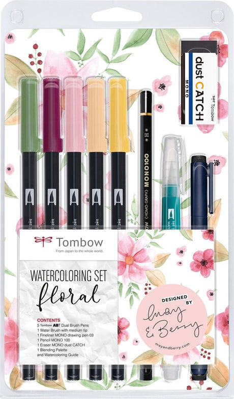 Tombow watercoloring set floral - 5 abt dual brush pens