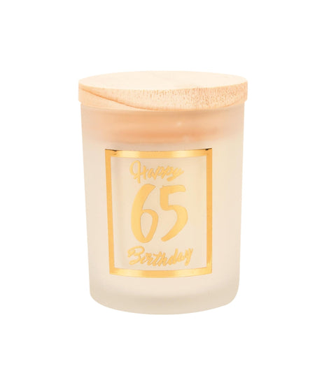 Paperdreams geurkaars klein goud wit - 65 jaar