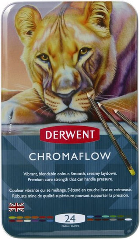 Derwent chromaflow kleurpotloden - assortiment in blik - 3.5mm - 24 stuks