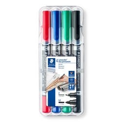 Staedtler lumocolor permanent duo - permanent marker met 2 punten ( f m) - box 4 st