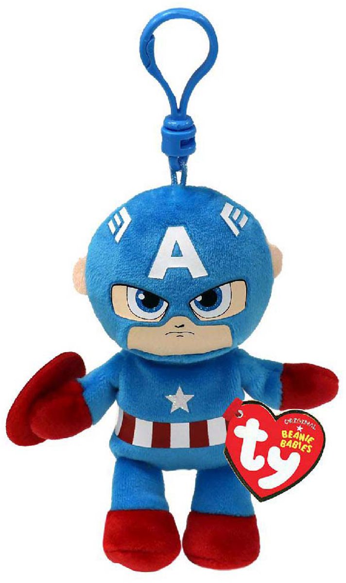 Ty beanie boo sleutelhanger - marvel captain america