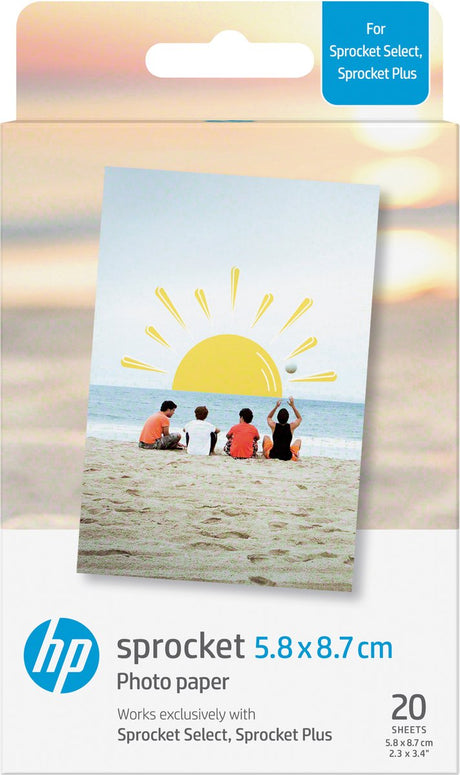 Hp sprocket plus zelfklevend fotopapier - 58x87mm - 20 stuks