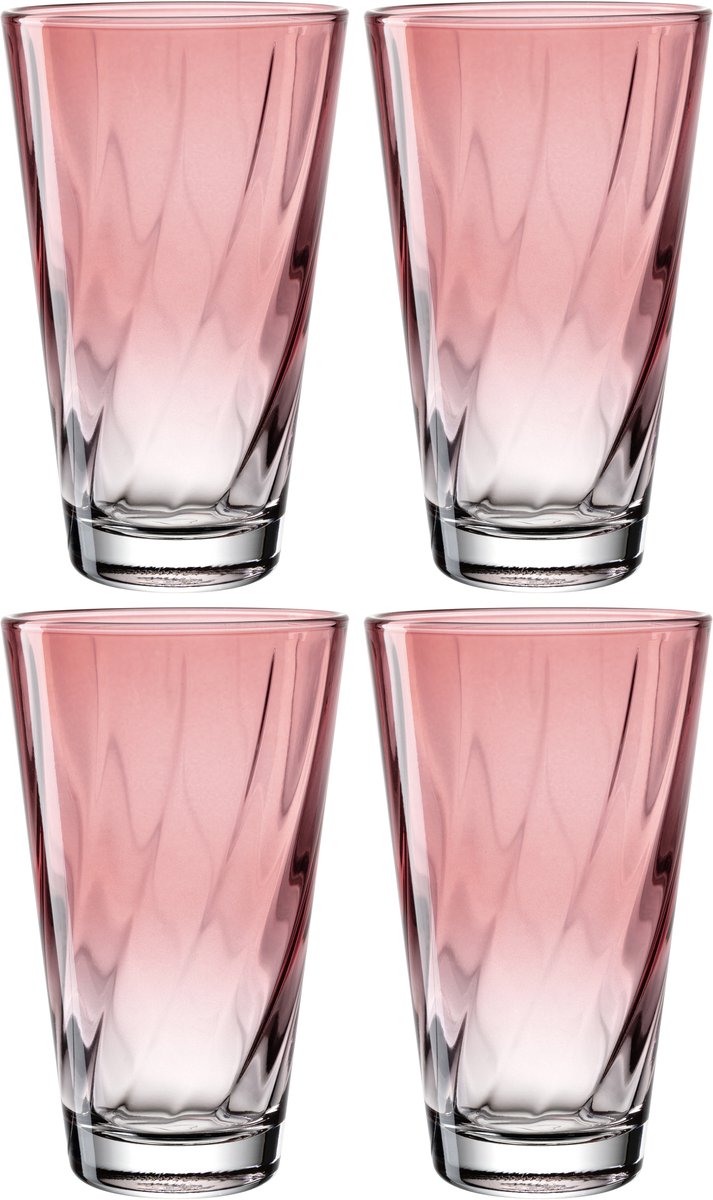 Leonardo twist drinkglas 300ml rose - set 4