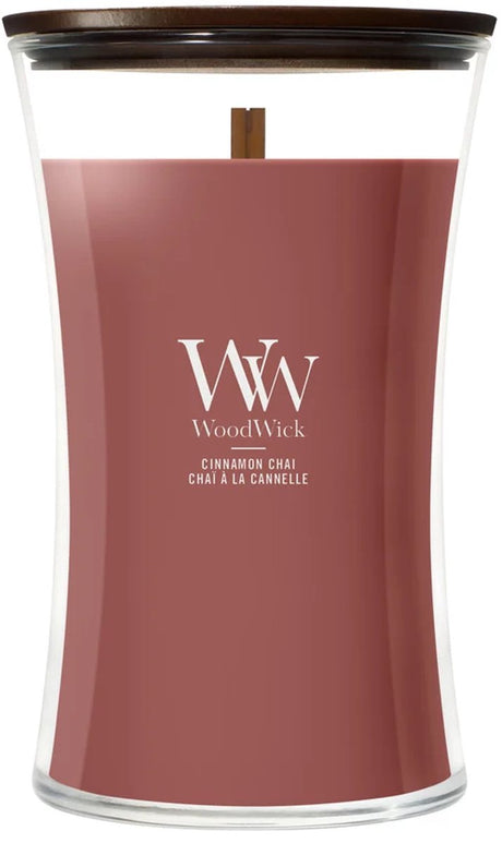 Woodwick hourglass large geurkaars - cinnamon chai - 130 branduren
