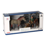 Speelset paarden met verzorger - grijs bruin