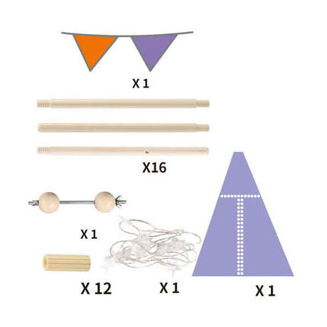 Lobbes speelgoed bv luxe tipi tent blauw met lichtjes, 128cm