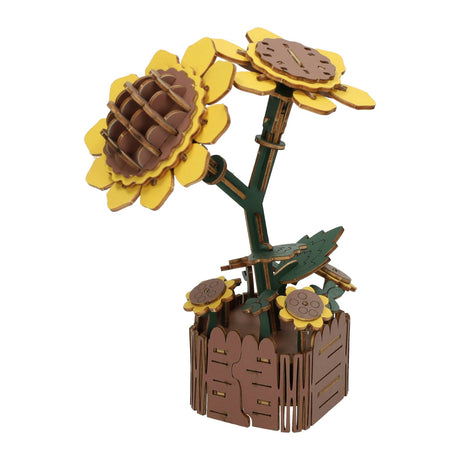 Lobbes houten 3d bouwpakket zonnebloemen - 121dlg.