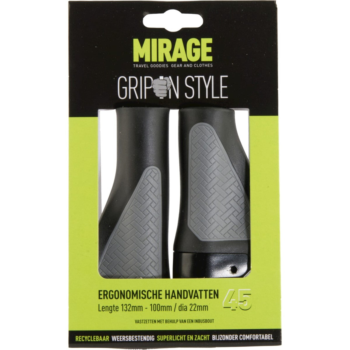 Mirage Fiets Handvatten - Comfortabel Duurzaam - Zwart Grijs