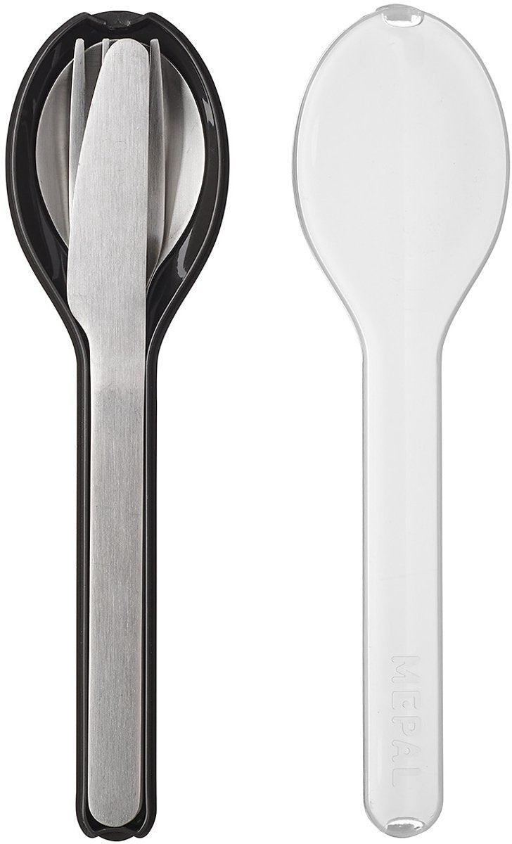 Mepal - ellipse bestekset 3-delig - mes. vork en lepel - rvs - nordic black