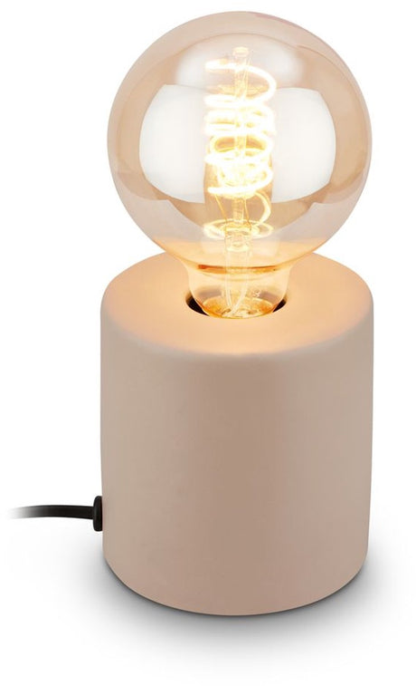 B.k.licht briloner tubo – tafellamp met keramiek – e27 fitting – bedlamp met kabelschakelaar – beige – ø10 x 10,3 cm