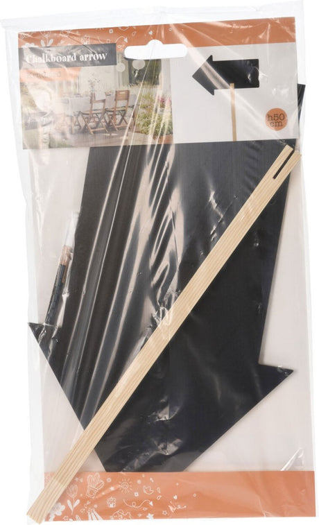 Koopman krijtbord pijl op stok houten schoolbord 50cm decoratie.