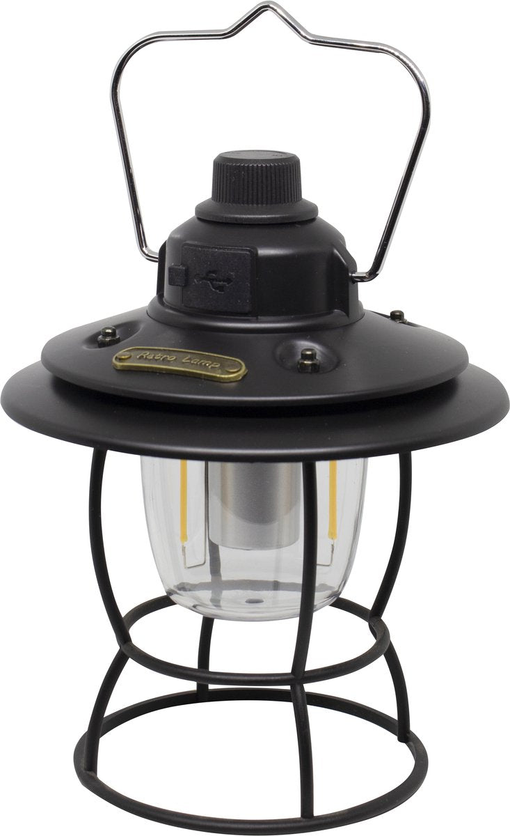 Eurotrail orix campinglamp - oplaadbare lamp - multifunctioneel - zwart - warm en wit licht - powerbankfunctie