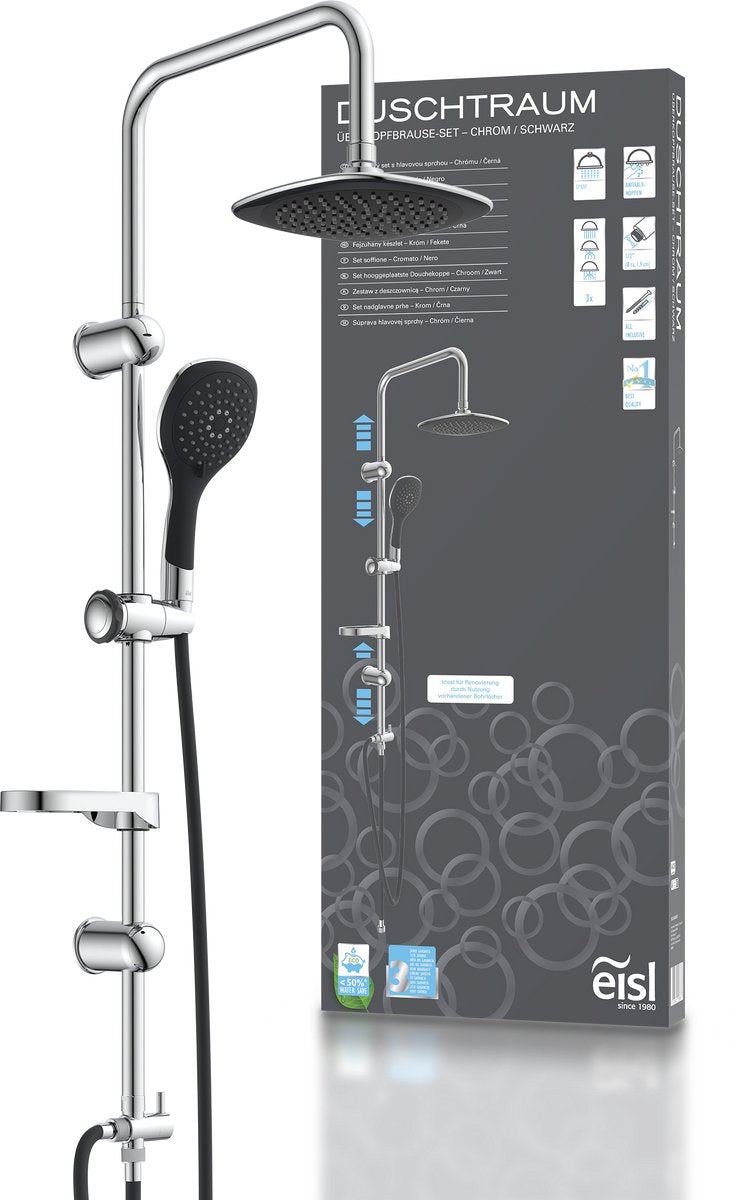 Eisl duschtraum hoofddouche set - chroom-zwart