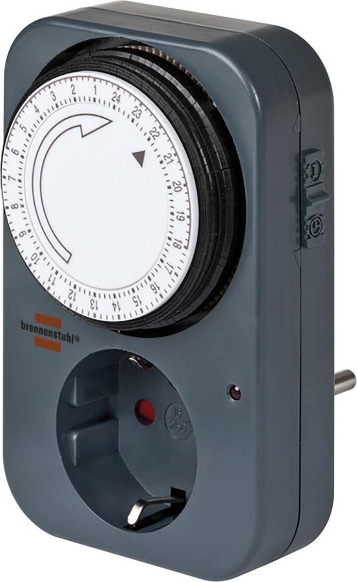 Brennenstuhl tijdschakelklok mz 20, mechanisch stopcontact (dag-timer met hogere contactbescharming) kleur: grijs