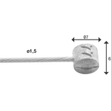 Elvedes rem binnenkabel 2 000 mm 1×19 draads rvs ø1,5mm met t-nippel ø7 × 6mm