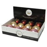 Decoris kerstballen mix 12st goud, rood en roze
