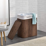 Homestyle pro rechthoekige bamboe wasmand + tekst 52x32x63 cm bruin wit