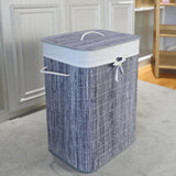 Homestyle pro rechthoekige bamboe wasmand 40x30x60 cm grijs wit