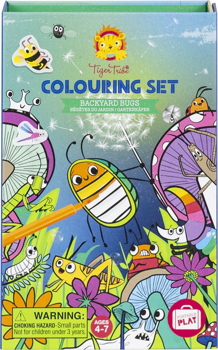 Tiger tribe kleurset tuinbeestjes kleurplezier voor kinderen - creatieve set.
