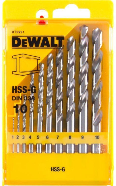 Dewalt dt5921 10-delige metaalboor 1-10mm hss-g in cassette