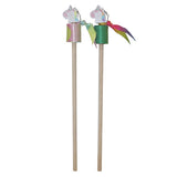 Houten stok met danslint eenhoorn