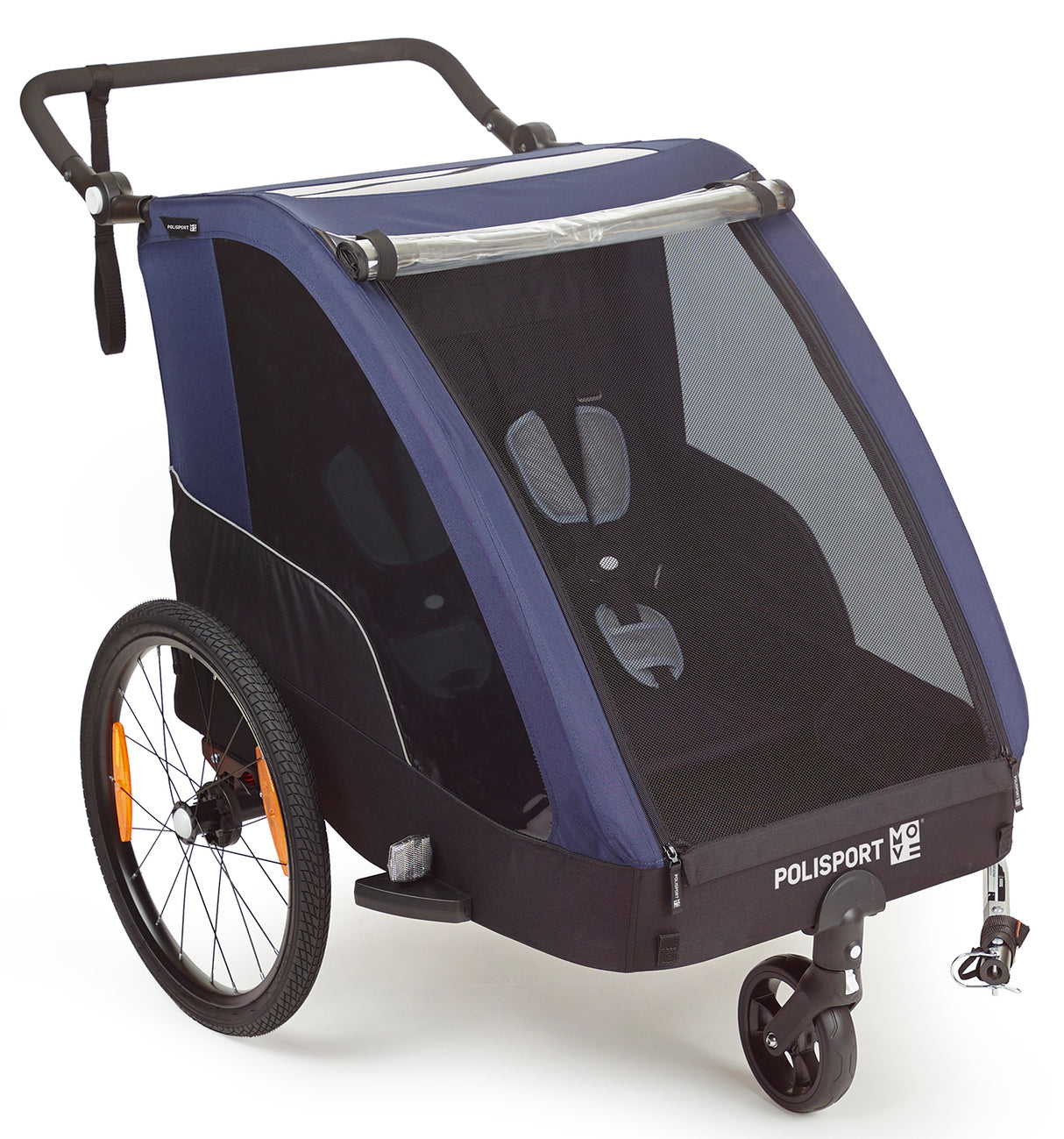 Polisport Kindertrailer met wandelkit grijs blauw