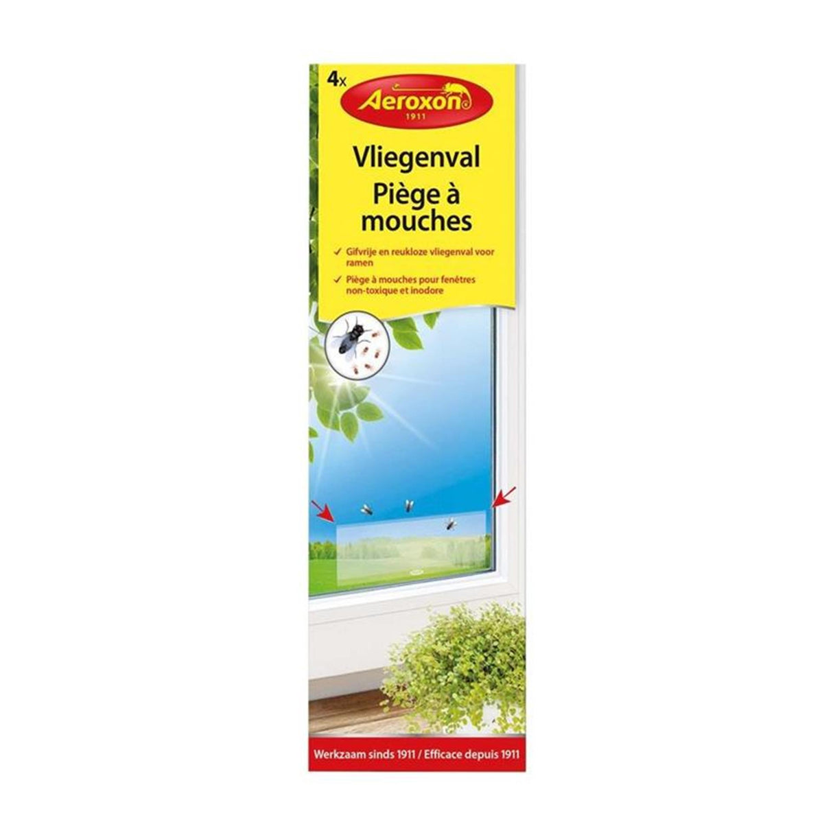 Bsi aeroxon vliegenval raamsticker 4 stuks