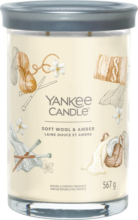 Yankee candle - soft wool amber large tumbler geurkaars - 100 branduren - twee lonten