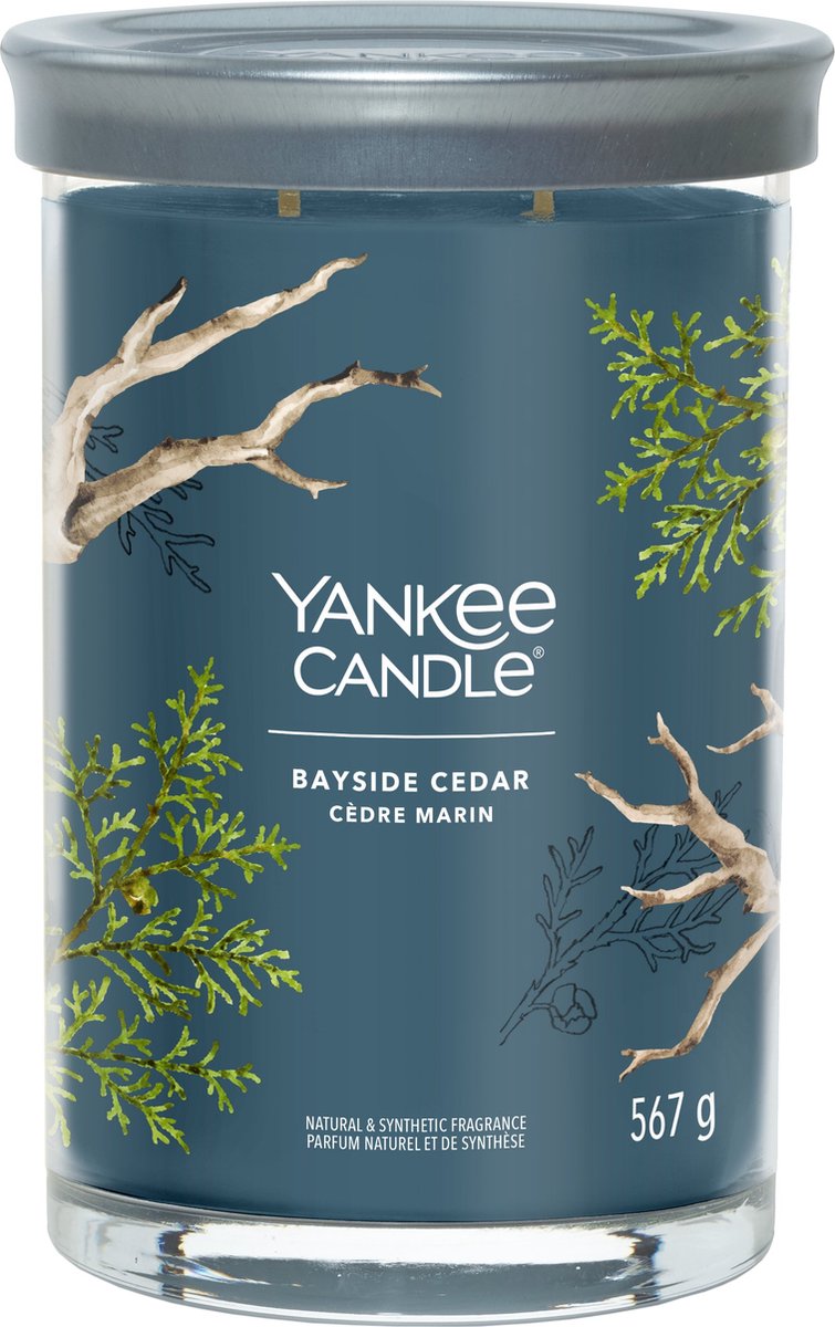 Yankee candle - bayside cedar large tumbler geurkaars - 100 branduren - twee lonten