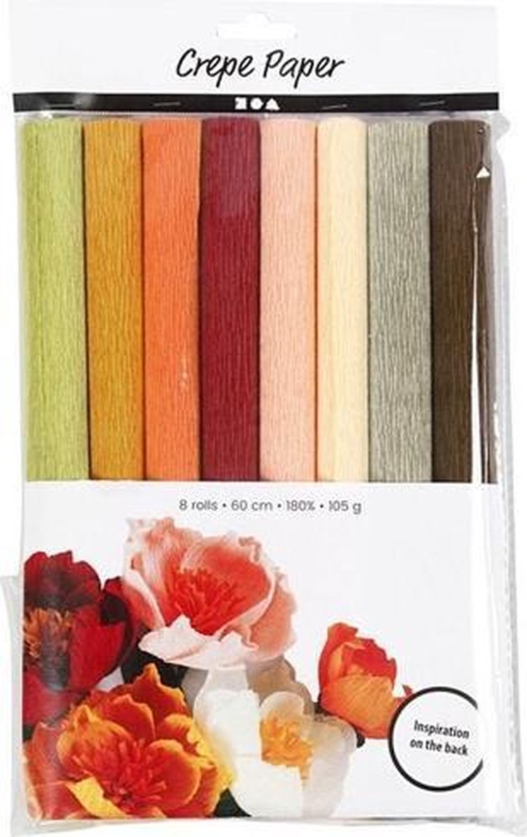 Creativ company crêpepapier warme tinten 8 stuks 25x60 cm