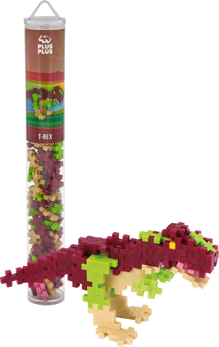 Plus-plus tube t-rex dinosaurus 100 delige bouwset - 4200 - bouwspeelgoed - constructiespeelgoed - set met bouwstenen - vanaf 5 jaar