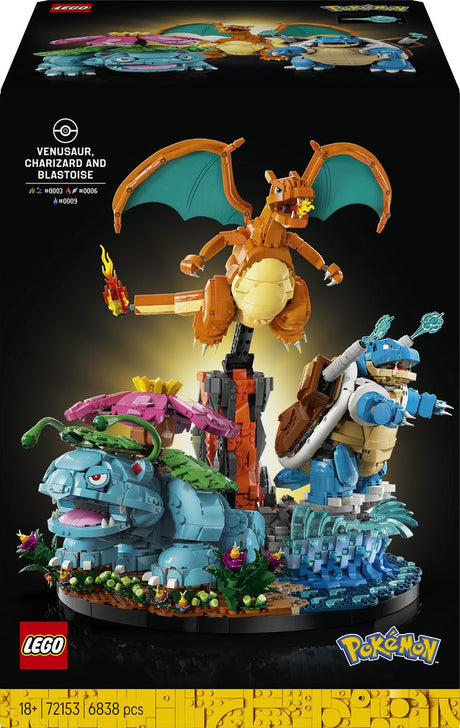 Lego pokémon venusaur, charizard en blastoise - 72153