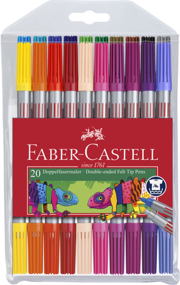 Faber-castell viltstiften - met twee punten - kunststof etui met 20 kleuren - fc-151119