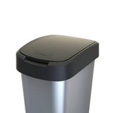 Rotho twist afvalbak met swingdesksel 50l - zilvermetaalkleurig - bpa-vrij - incl 6 sticker voor diverse afvalstromen
