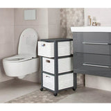 Rotho country design ladekast met wielen 3x18l wit