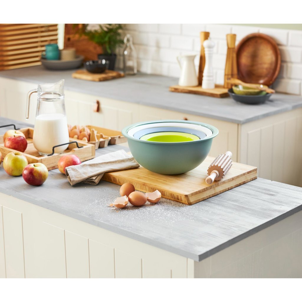 Rotho caruba schalenset- 4 delige - 3 kommen 1 tot 4,8 l en 1 zeef 3l