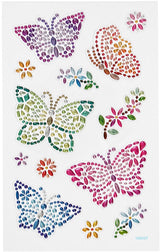 Creativ company diamond stickers - vlinders - zelfklevende glitter stickers - strass knutselstickers - feestelijke plakdiamant stickers - diy hobby decoratie stickers - 10x16 cm - 1 vel
