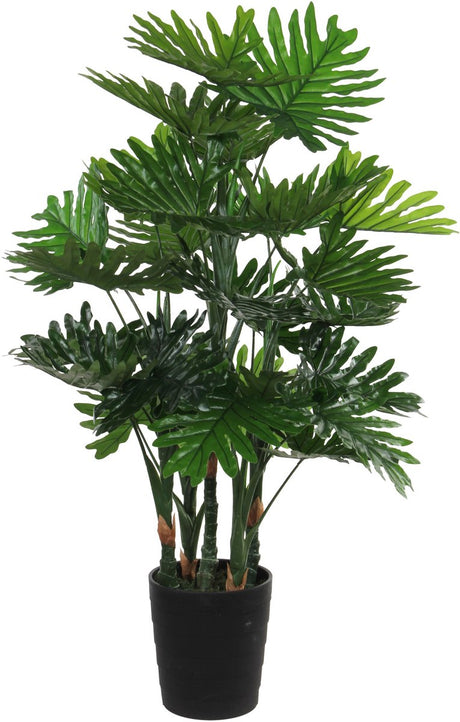Mica decorations grote kunstplant - philodendron - groen - 120 cm - zwarte pot