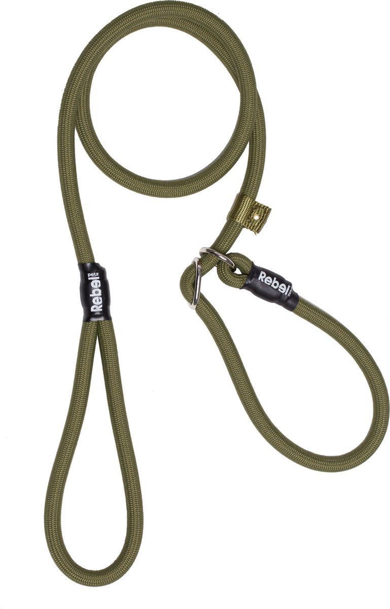 Rebel petz hondenriem - trainingslijn - leger groen - l - 12 mm x 140 cm