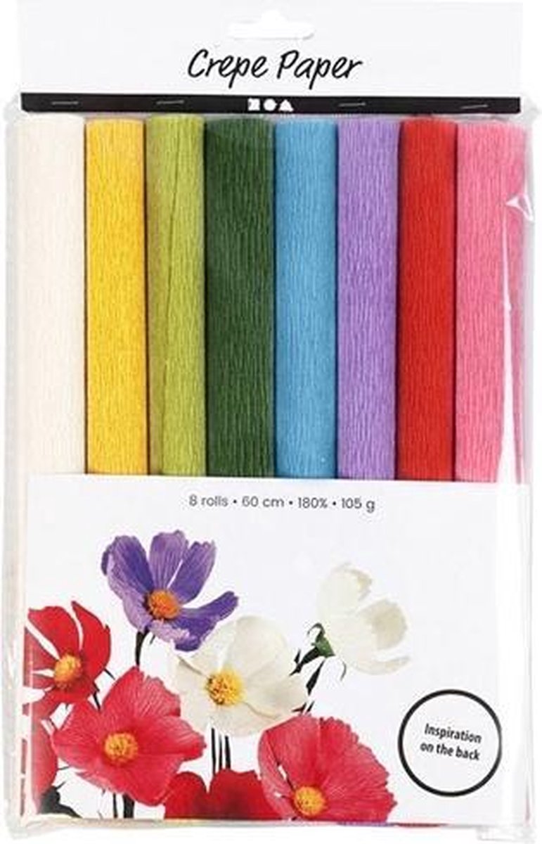 Creativ company crêpepapier basis tinten 8 stuks 25x60 cm